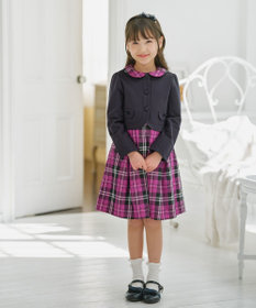 組曲 KIDS 【110-140㎝】チェックタフタドッキング ワンピース