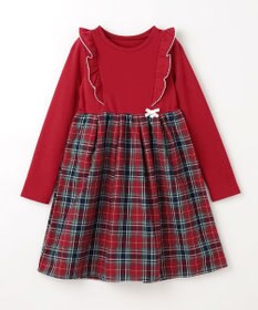 ANY KIDS チェック柄 ドッキング ワンピース