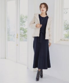 Tiaclasse 【洗える】パフ袖ニットコンビワンピース