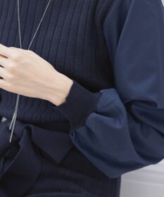 Tiaclasse 【洗える】パフ袖ニットコンビワンピース