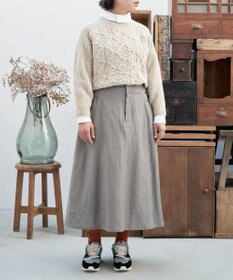 muuc 〈軽やかな尾州産リネンウール〉スカート  　ロングシーズン 秋冬春 後ろウエストゴム有り セットアップ可能 裏地有り