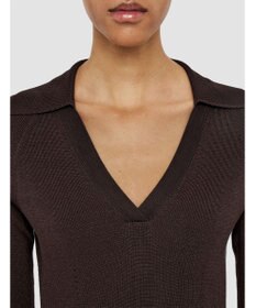 JOSEPH 【洗える】サティニーリブ　ロングスリーブポロニット