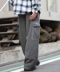 WEGO 【ユニセックス着用ITEM/ウエストゴム/MLサイズ展開】ワイドスウェットカーゴパンツ