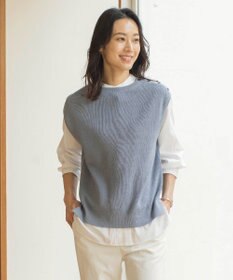 J.PRESS LADIES L 【洗える】GIMA COTTON ニット ベスト