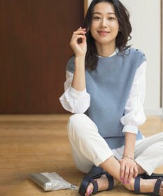 J.PRESS LADIES L 【洗える】GIMA COTTON ニット ベスト