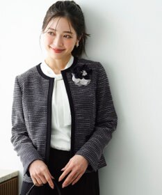 ANY SIS リップルボーダーストレッチ ジャケット ネイビーシャンブレー