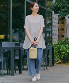Tiaclasse 【おのののかさん着用】TCデニム切替ワイドストレートパンツ