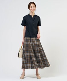 J.PRESS LADIES S コットンリネン Light マドラスチェック フレア スカート