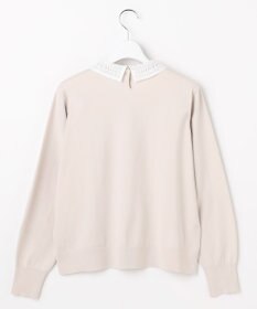 J.PRESS LADIES L レーヨンストレッチ 刺繡襟 ニット