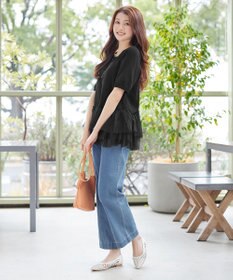 Tiaclasse 【おのののかさん着用】TCデニム切替ワイドストレートパンツ