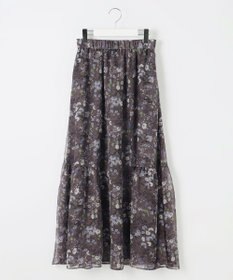 自由区 【セットアップ対応・洗える】ボタニカルフラワープリントティアード スカート