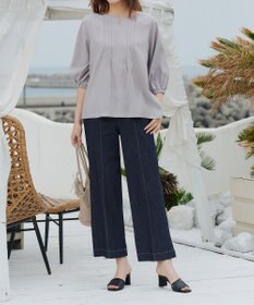 Tiaclasse 【おのののかさん着用】TCデニム切替ワイドストレートパンツ