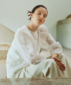 #Newans シアーパフスリーブブラウス