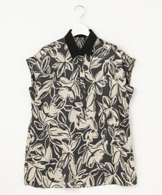 自由区 S 【カタログ掲載・洗える】モノトーンフラワープリント ブラウス