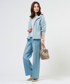 J.PRESS LADIES 【洗える】BASIC STRETCH DENIM ワイド ストレート デニム