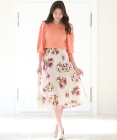 ANY SIS L 【洗える】フラワーオパールプリント スカート