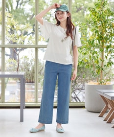 Tiaclasse 【おのののかさん着用】TCデニム切替ワイドストレートパンツ