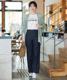 Tiaclasse 【おのののかさん着用】TCデニム切替ワイドストレートパンツ