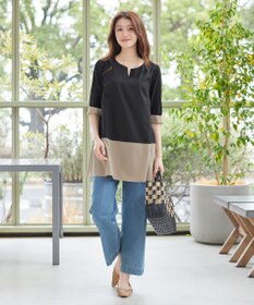 Tiaclasse 【おのののかさん着用】TCデニム切替ワイドストレートパンツ