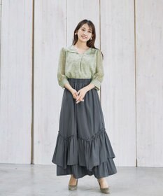 Tiaclasse L 【洗える】花柄Vネックブラウス