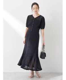 earth music&ecology ２点ＳＥＴ透かし編みカーディガン＋裾フレアスカート