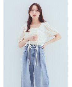 earth music&ecology ＳＥＴ２点パフスリーブブラウス＋キャミワンピース