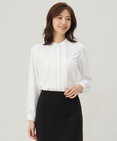 J.PRESS LADIES 【洗える】ヌーディスバックサテン タックプリーツ ブラウス