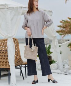Tiaclasse 【おのののかさん着用】TCデニム切替ワイドストレートパンツ