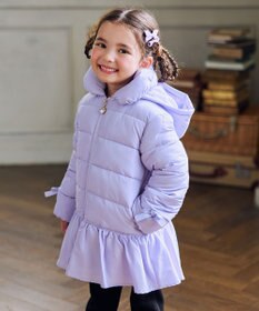 ANY KIDS 【フード取り外し/洗濯機可能】中綿フリル リボンコート