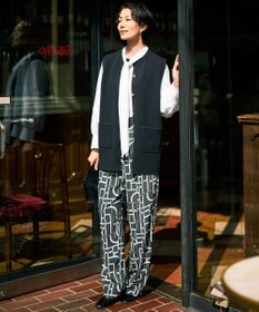 自由区 L 【17号サイズまで展開・カタログ掲載】ジオメトリックレトロプリント パンツ