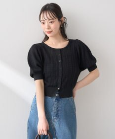earth music&ecology 透かしケーブルパフスリニットカーディガン