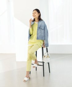 自由区 【WEB限定カラー有/洗える】コットンアセテート チュニック丈ニット