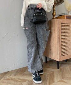 WEGO 【SMサイズ展開】サイドカットデニムストレートパンツ