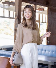 Tiaclasse L 【洗える】ピンタックレースブラウス