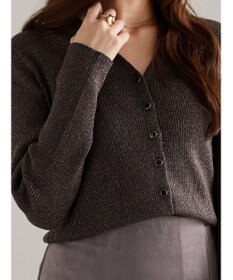 Te chichi ウェーブメタル釦Vネックリブカーディガン