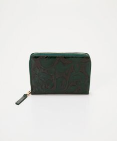 TOPKAPI 【TREASURE TOPKAPI】ローズエンボス ツヤ レザー ラウンドファスナー 二つ折り財布/パスポート対応