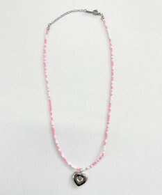 WEGO Lカラービーズハートネックレス