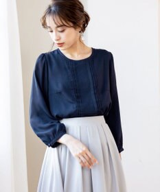 Tiaclasse 【洗える】ピンタックレースブラウス