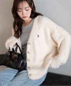 WEGO 【25年秋冬新作/WEB限定】別注USPOLOシャギーニットカーデ
