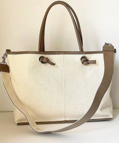 Hekhèr Le Style de Vie 【日本製 / A4サイズ対応/2WAY】コットンキャンバス×シュリンクレザー ノットトートバッグ large