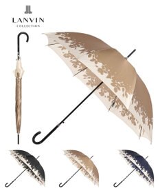MOONBAT LANVIN COLLECTION 長傘 リーフ サテンプリント ジャンプ 耐風