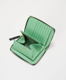 TOPKAPI 【TREASURE TOPKAPI】ローズエンボス ツヤ レザー ラウンドファスナー 二つ折り財布/パスポート対応