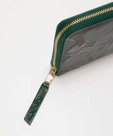 TOPKAPI 【TREASURE TOPKAPI】ローズエンボス ツヤ レザー ラウンドファスナー 二つ折り財布/パスポート対応