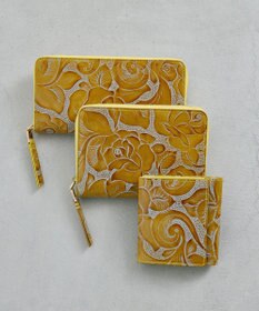 TOPKAPI 【TREASURE TOPKAPI】ローズエンボス ツヤ レザー ラウンドファスナー 二つ折り財布/パスポート対応