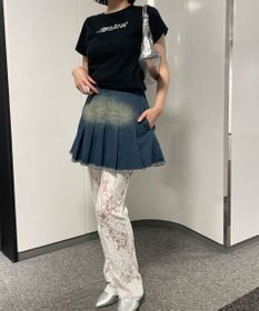 WEGO ヴィンテージウォッシュデニムプリーツスカパン