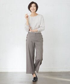 J.PRESS LADIES L 【洗える】Mixツイードチェック  セミワイド パンツ