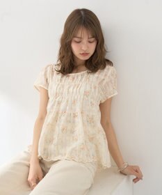 earth music&ecology フラワープリント刺繍ブラウス