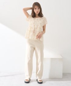 earth music&ecology フラワープリント刺繍ブラウス