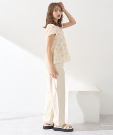 earth music&ecology フラワープリント刺繍ブラウス