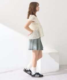 earth music&ecology フラワープリント刺繍ブラウス